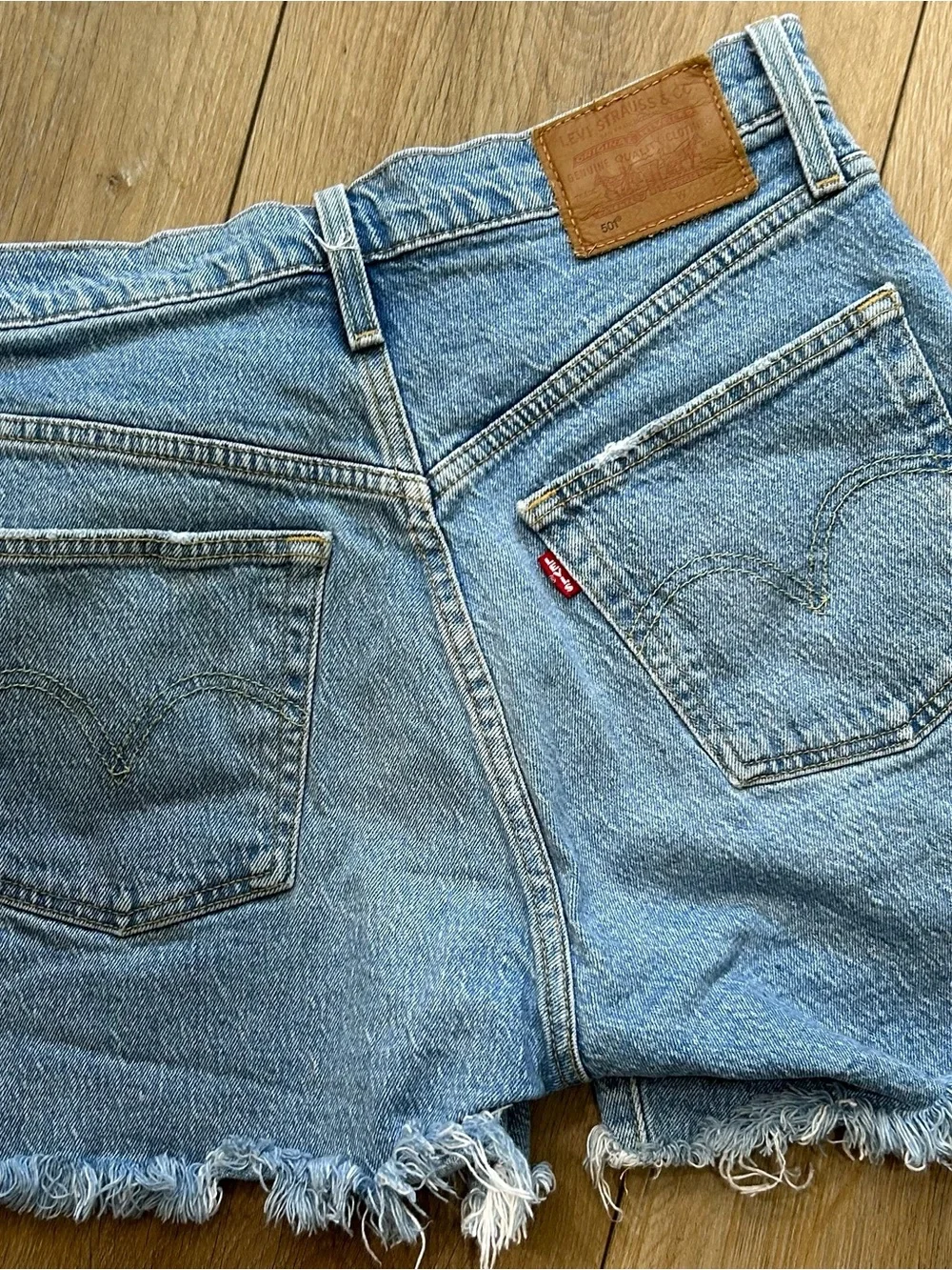 Light Blue Denim Cutoff Shorts - Women